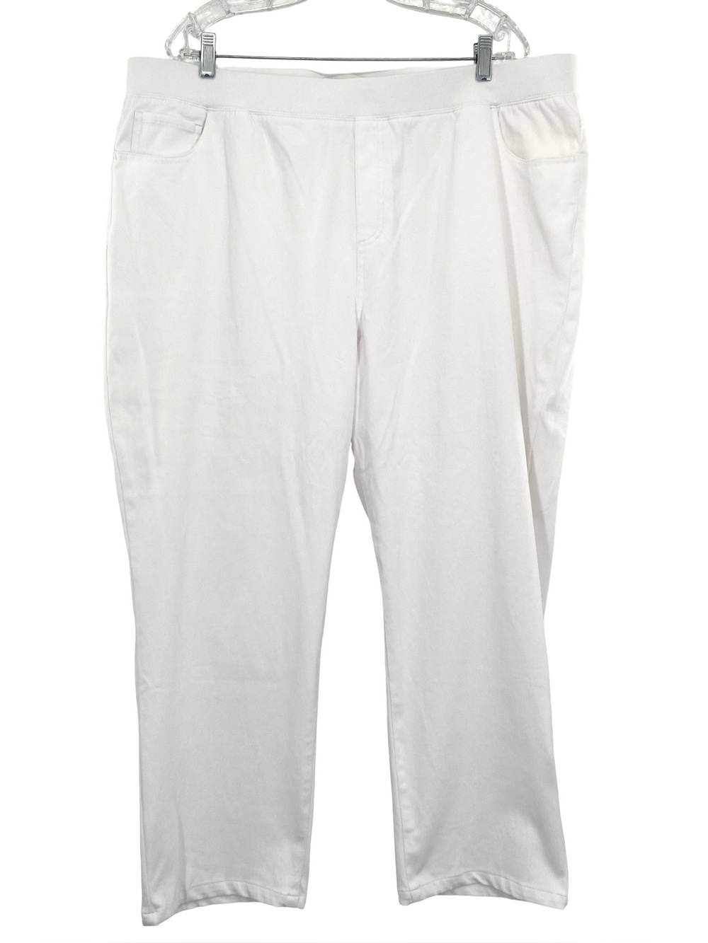 Ella Simone White Pull On Cotton Stretch Wide Leg Ankle Cropped Pants 2X